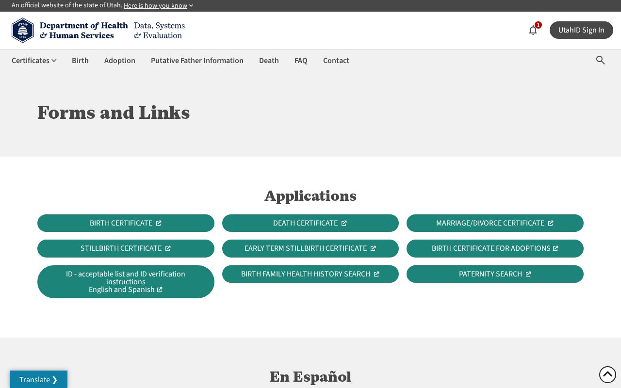 North Salt Lake people search with Utah vital records forms