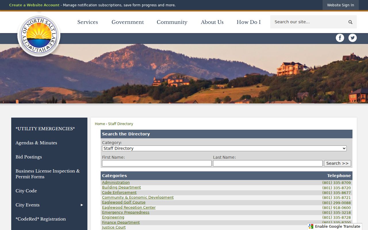 North Salt Lake people directories city staff search