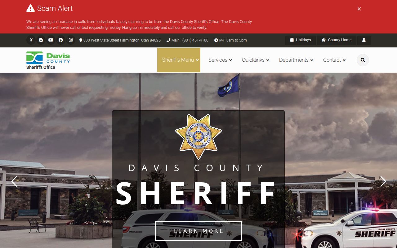 North Salt Lake public records on the Davis County Sheriff roster page