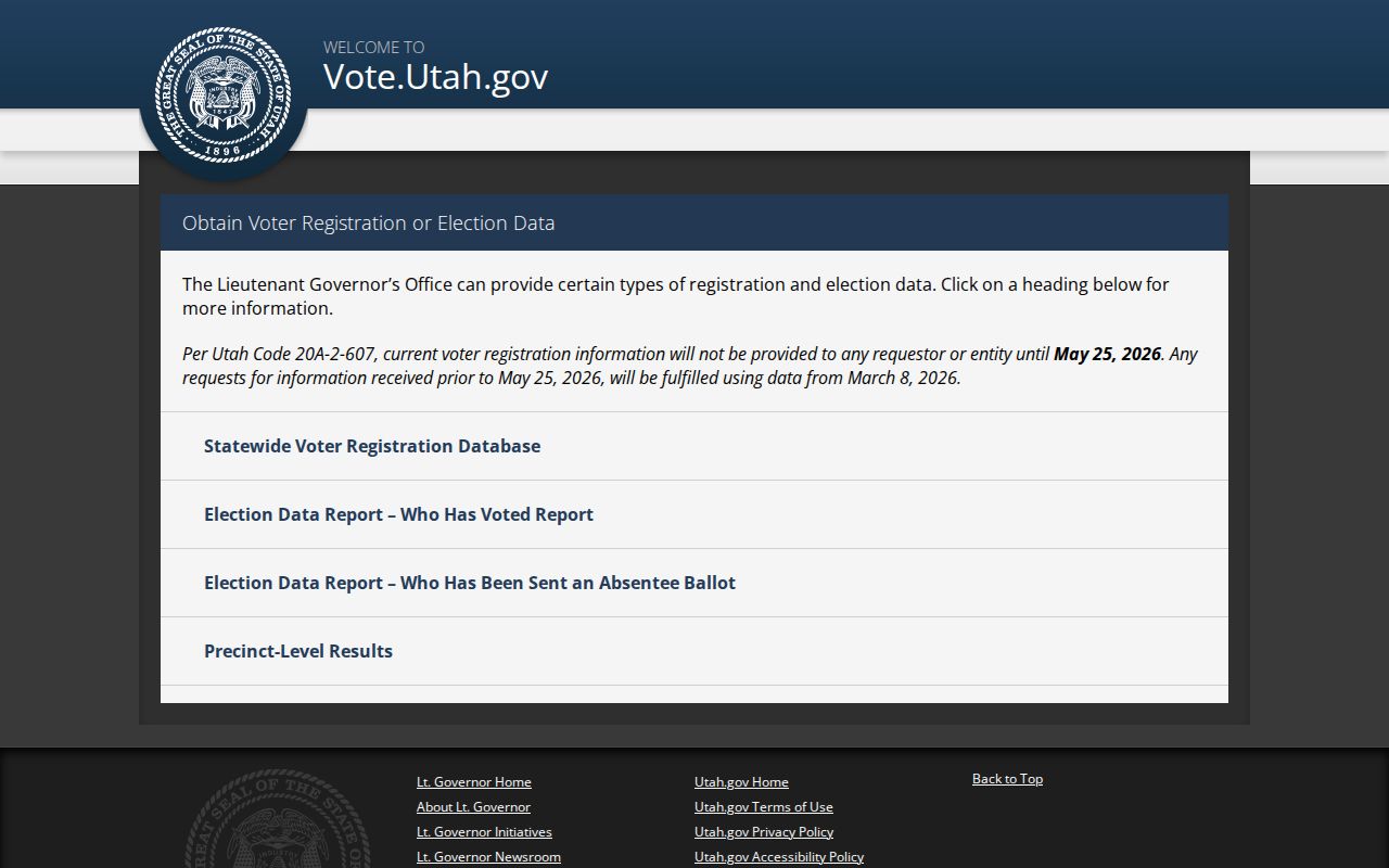 North Salt Lake voter records statewide file request screen