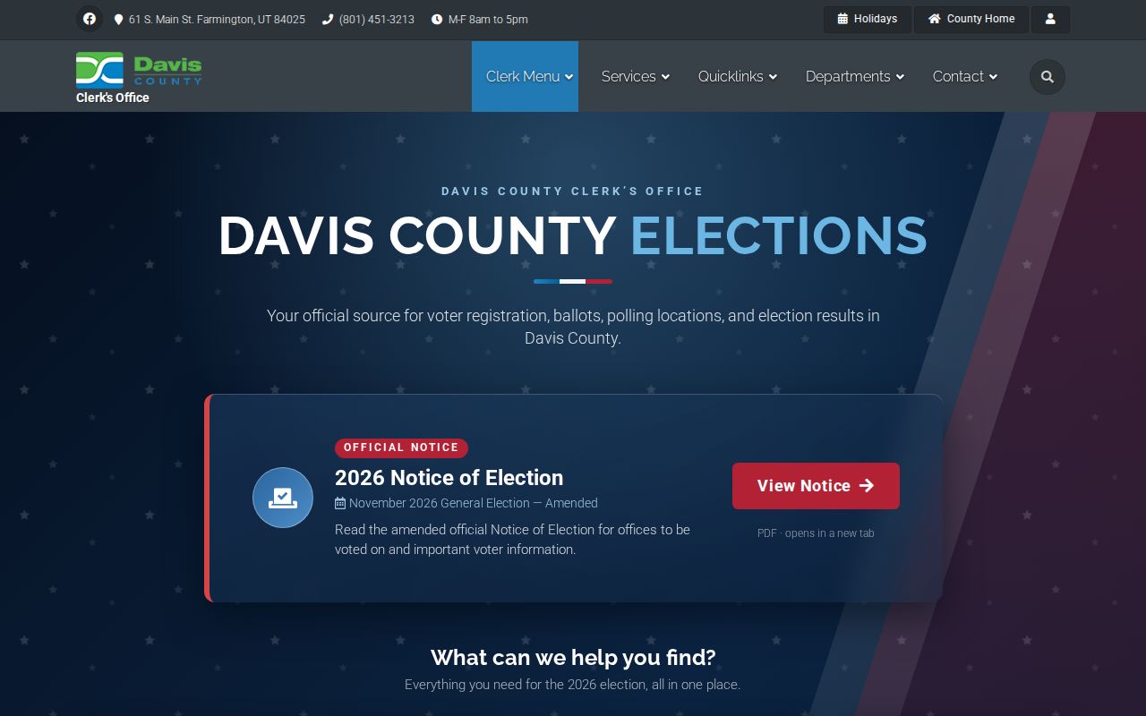 North Salt Lake voter records contact route at Davis County Elections